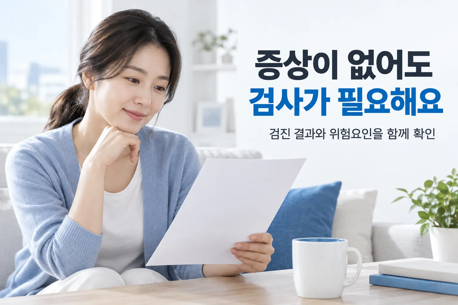몸이 편안해도 건강검진 결과와 당뇨병 위험요인을 확인하는 모습