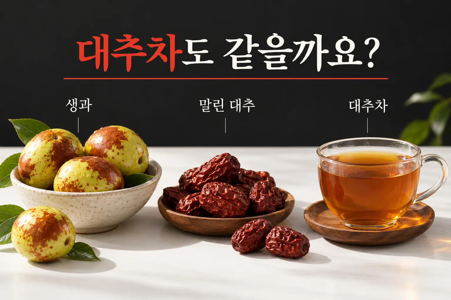 생대추·말린 대추·대추차는 조리 형태와 먹는 양에 따라 영양 구성이 달라진다는 안내